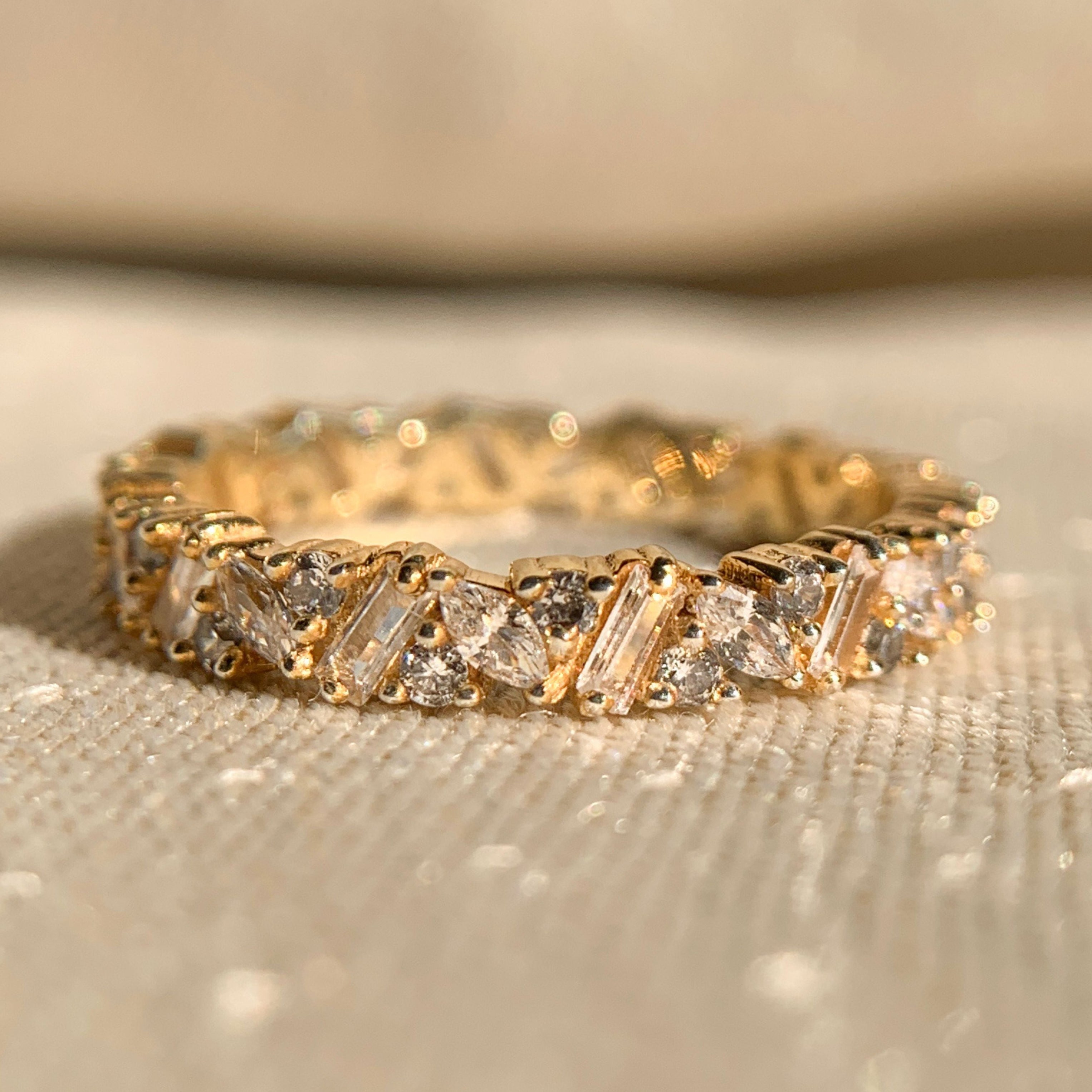 Baguette And Marquise Diamond Wedding Bands